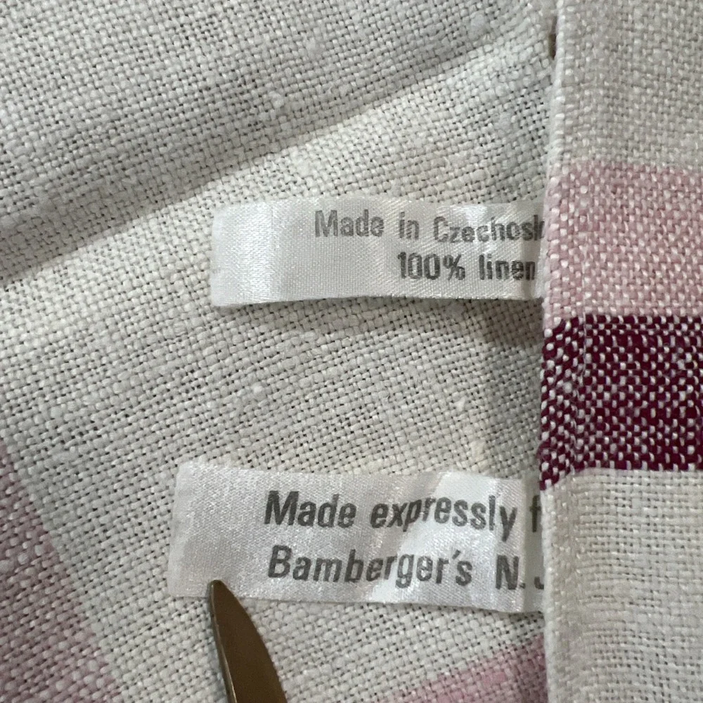 Set of Six Vintage Czech Linen Napkins Pink Magenta‎ 17